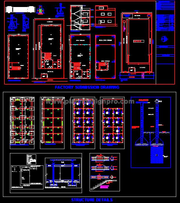 Factory Submission Drawing CAD- Office & Production Hall